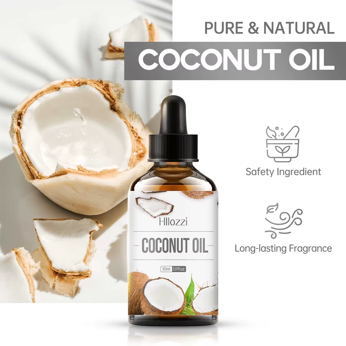 Coconut Essential Oil Suitable for Massage Scraping Aromatherapy Diffuser for Face Hair Eyelash Care Universal Essential Oil