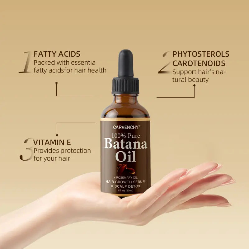 Batana Oil,Strong & Healthy Hair, Make Hair Longer Fuller Thicker, Organic Batana Oil with Rosemary,Organic Rosemary Oil Vitamin E Nourish Scalp,For All Hair Types,