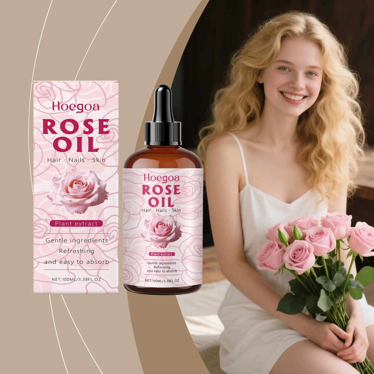 Rose Oil Face anti Aging Brightening Lasting Hydration Nourishment Firm Aromatherapy Facial Serum Reveal Radiance Body Skin Care