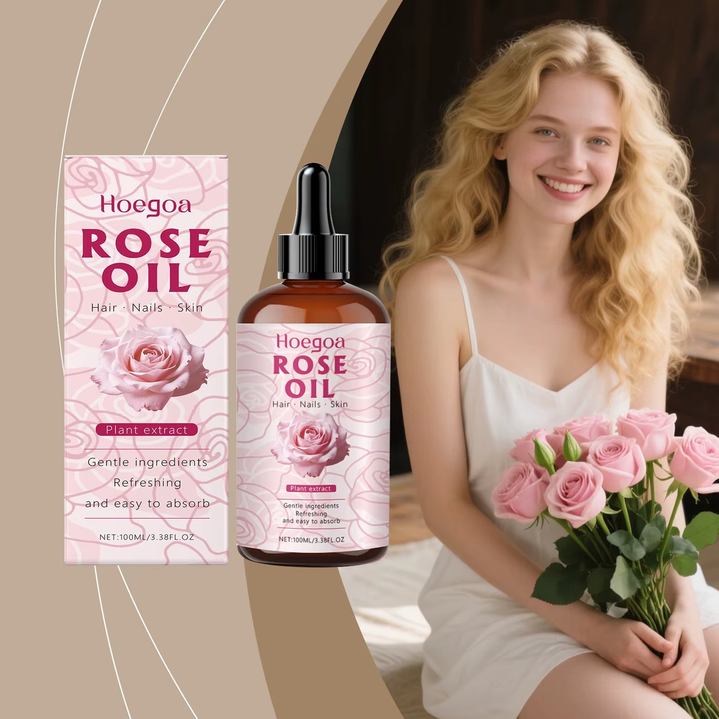 Rose Oil Face anti Aging Brightening Lasting Hydration Nourishment Firm Aromatherapy Facial Serum Reveal Radiance Body Skin Care