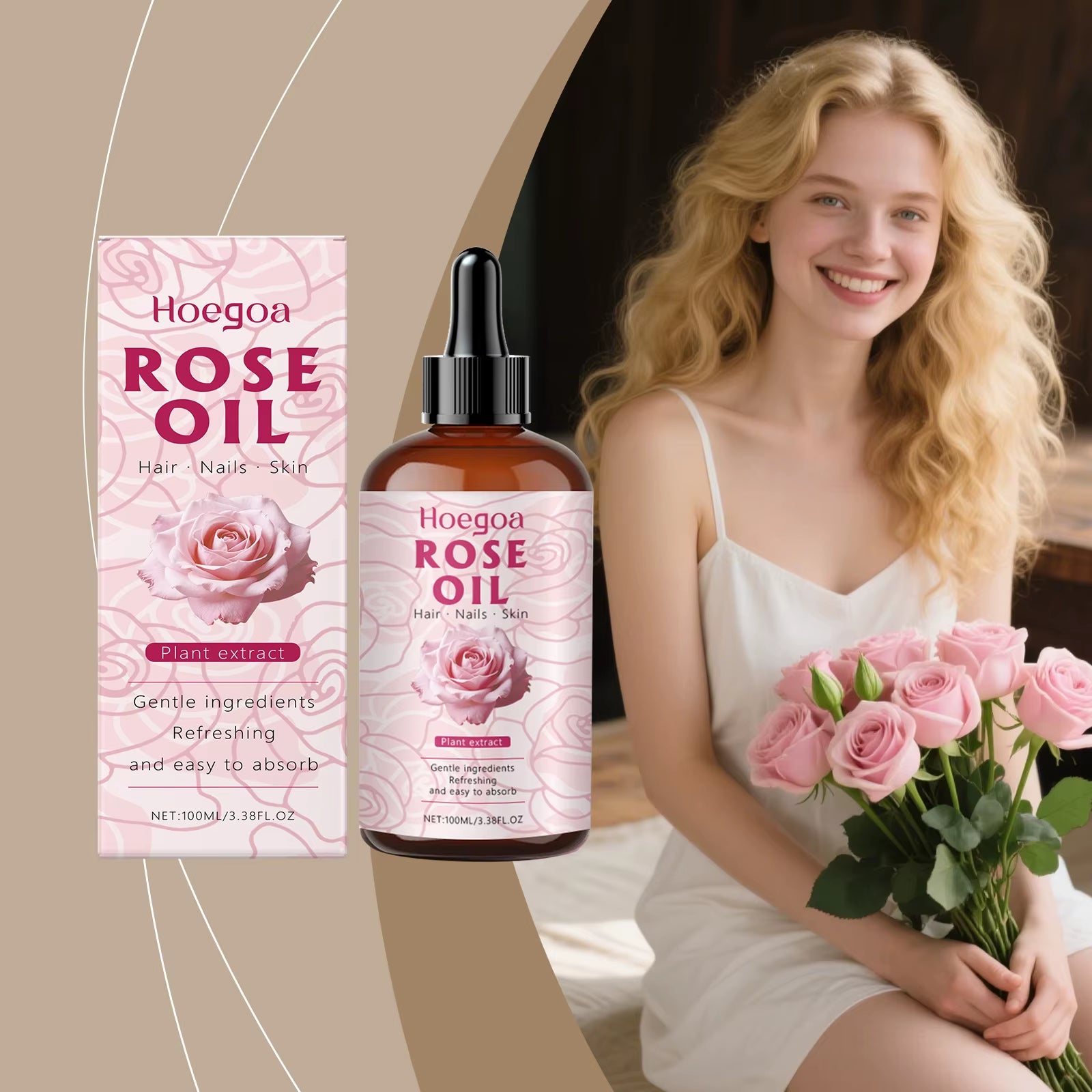Rose Oil Face anti Aging Brightening Lasting Hydration Nourishment Firm Aromatherapy Facial Serum Reveal Radiance Body Skin Care