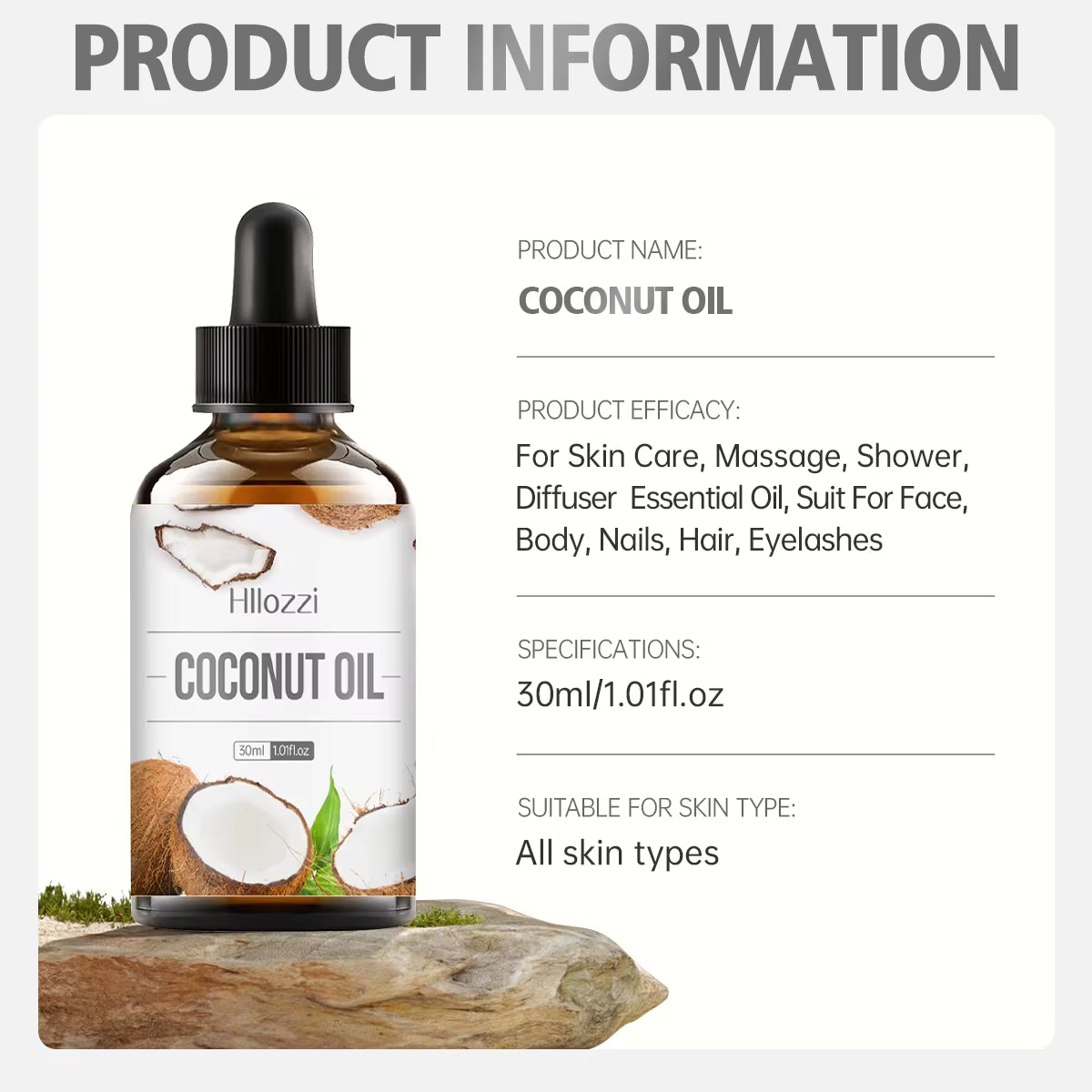 Coconut Essential Oil Suitable for Massage Scraping Aromatherapy Diffuser for Face Hair Eyelash Care Universal Essential Oil