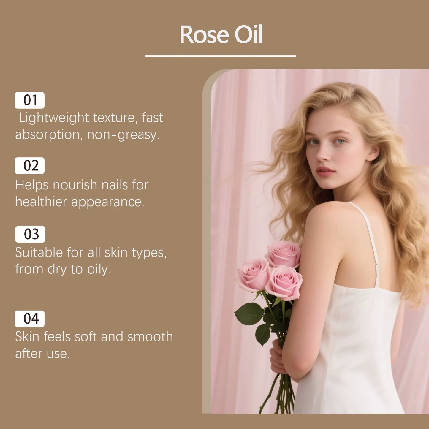 Rose Oil Face anti Aging Brightening Lasting Hydration Nourishment Firm Aromatherapy Facial Serum Reveal Radiance Body Skin Care