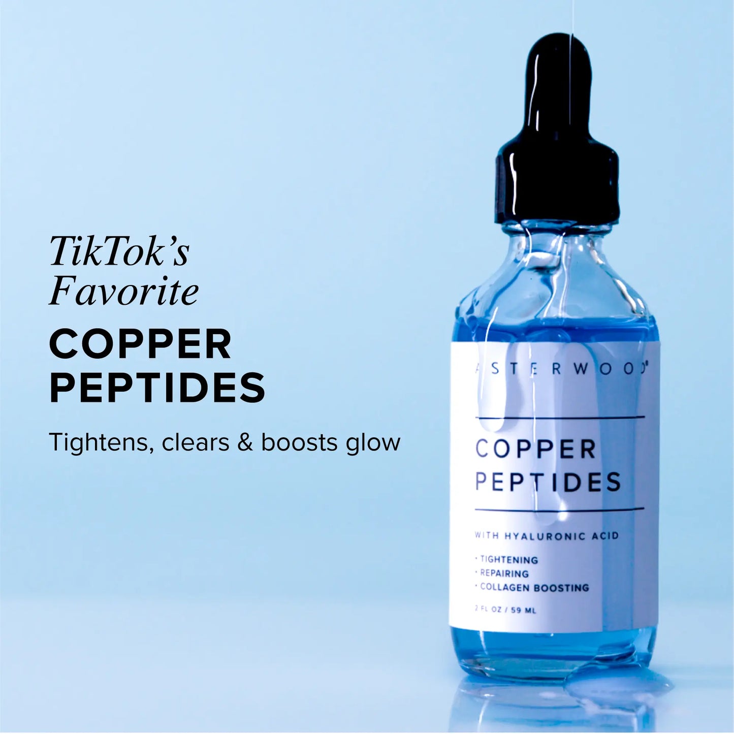 Ghk-Cu Peptides Serum, Copper Peptides Serum for Face - Tightening, Repairing, Collagen Boosting - with Hyaluronic Acid - Fragrance-Free