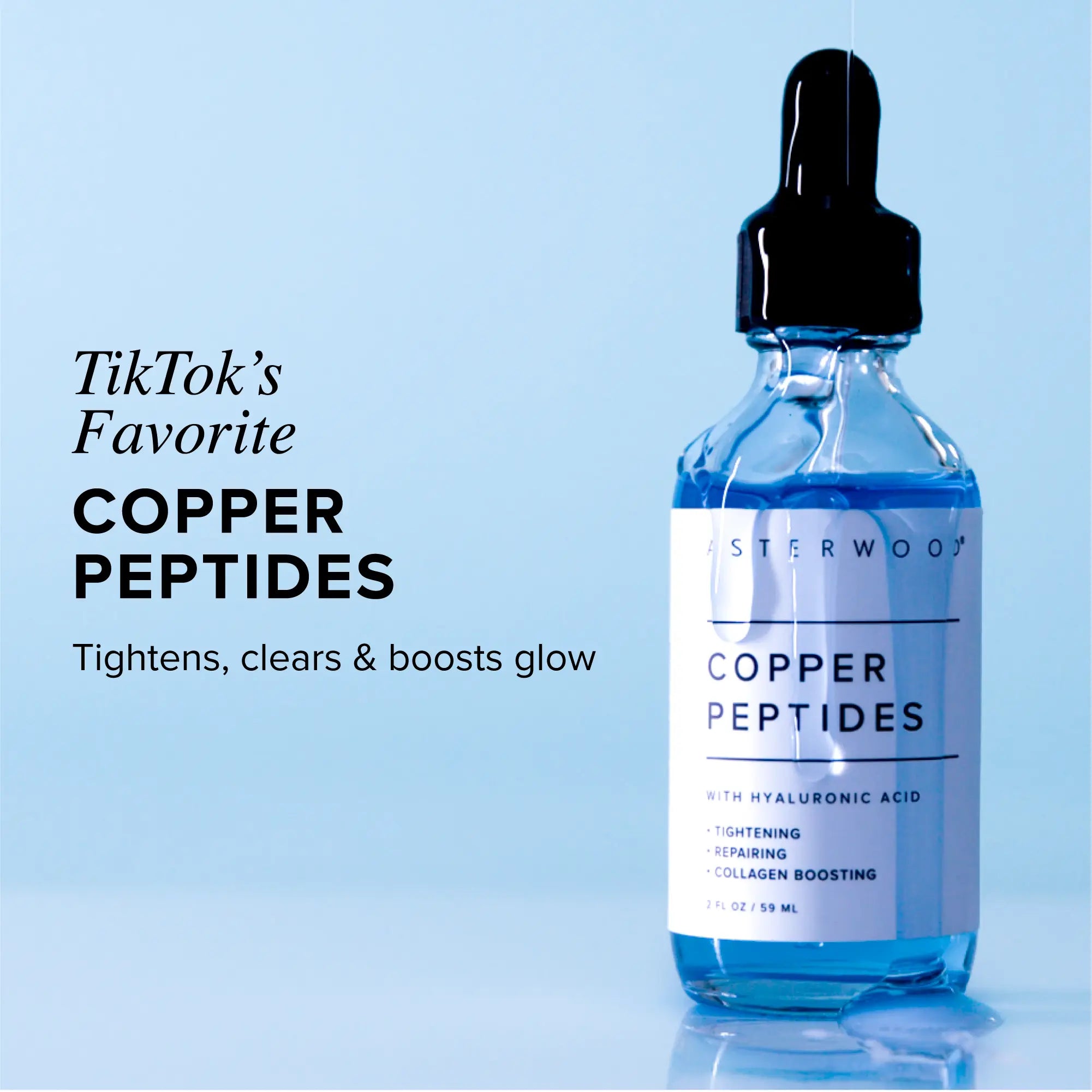 Ghk-Cu Peptides Serum, Copper Peptides Serum for Face - Tightening, Repairing, Collagen Boosting - with Hyaluronic Acid - Fragrance-Free